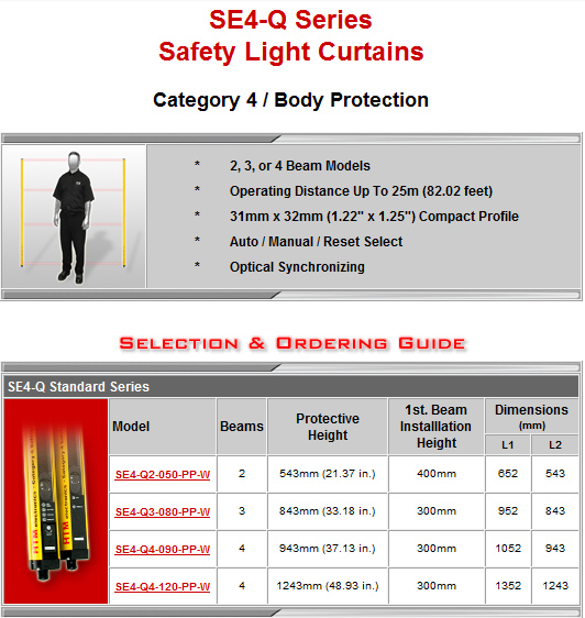Area & Perimeter Guarding 1 HTM Electronics SE4-Q Series Safety Light Curtains