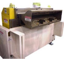 image of Short, funnel cabinet mounted on feed (cabinet is between press and feed)