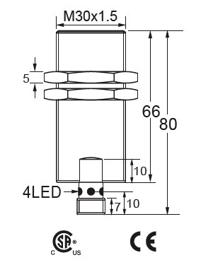schematic drawing of HTM's Weld Feld Immune Die Protection Sensor, Model 30-WFI