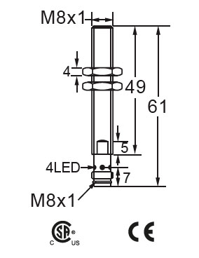 schematic drawing of HTM's Weld Feld Immune Die Protection Sensor, Model M8-PICO-WFI