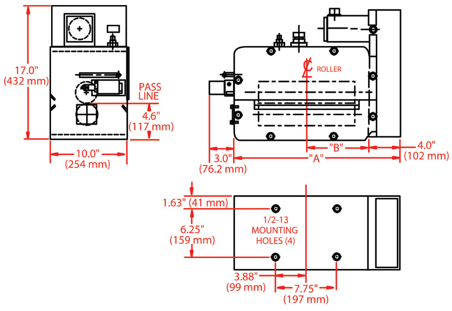 200T & 200TX Series Dimensions schematic diagram