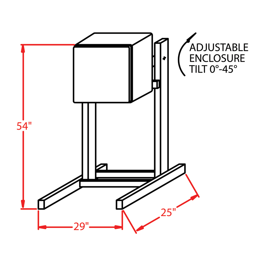 Servo Mounting Stand Schematic Diagram: Control Mounting Stand
Height: 54” (1,371mm)
Width: 29” (737mm)
Depth: 25” (635mm)