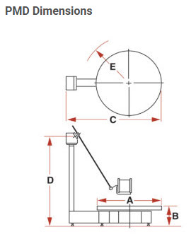 Pivot Arm decoiler dimensions diagram