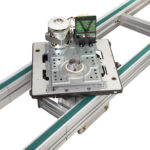 Dorner DualMove pallet system with lift and rotate module and fixtured pallet